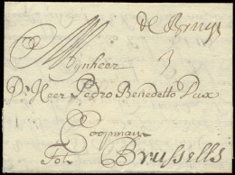 1710 Voorloper Met Inhoud, Vanuit Brugge (de Bruges - Herlant 5), Dd. 4 Januari, Naar Brussels, Port 3 Deciemen, Met Nie - 1621-1713 (Spaanse Nederlanden)