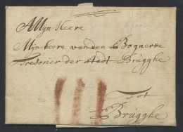 1715 Voorloper Met Inhoud, Vanuit Antwerpen Naar Brugghe (Brugge), Port Drie Rode Krijtstrepen, Zm - 1714-1794 (Oesterreichische Niederlande)