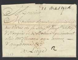1747 Voorloper Met Inhoud, Vanuit Maaseik (manuscript DE MASEYCK), Naar Luik, Port 2 Sols, Zm/m - 1714-1794 (Austrian Netherlands)