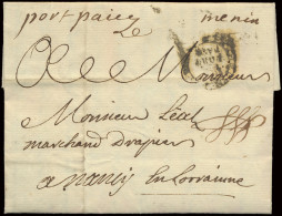 1748 ,voorloper Met Inhoud 'de Menin Le 5 Février 1748' Handgeschreven 'Menin' En Port Payé, Transit Dubbelringstempel I - 1714-1794 (Oesterreichische Niederlande)