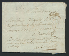 1774 Voorloper Met Inhoud Uit Menin (Herlant N° 11) Op 12.01.1774 Naar Humbeke, Via Een Tussenadres In Brussel, Zm - 1714-1794 (Pays-Bas Autrichiens)