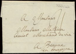 1786 Voorloper Met Inhoud, Vanuit Namur (Lijnstempel - Herlant 23) Naar Beaune (en Bourgogne - Frankrijk), Port 21 (zeer - 1714-1794 (Austrian Netherlands)