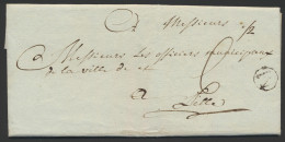 1791 Voorloper Met Inhoud Uit Meenen Met Letter M In Cirkel (Herlant N° 17) Naar Lille, Twee Gewichtsklassen (/2 In Inkt - 1714-1794 (Paises Bajos Austriacos)