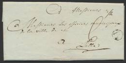 1791 Voorloper Met Inhoud Uit Meenen Met Letter M In Cirkel (Herlant N° 17) Naar Lille, Twee Gewichtsklassen (/2 In Inkt - 1714-1794 (Pays-Bas Autrichiens)