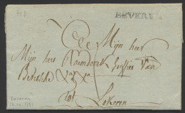 1791 Voorloper Met Inhoud, Vanuit Beveren (Lijnstempel - Herlant 3) Naar Lokeren, Zm - 1714-1794 (Pays-Bas Autrichiens)