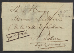 1803 Voorloper Met Inhoud, Vanuit Ypres (P91P Ypres Herlant 26) Naar Lokeren, Manuscript Port Paié, Port 3 Châteaudun (v - 1794-1814 (Französische Besatzung)