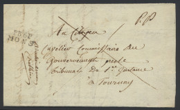 1804 Voorloper Met Inhoud, Vanuit Mons (P86P Mons, H. 44), Dd. 24 Februari 1804, Manuscript PP In Zwart, Naar Tournay, Z - 1794-1814 (Période Française)