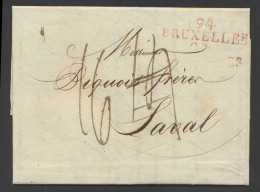 1807 Voorloper Met Inhoud, Vanuit Bruxelles (94 Bruxelles Rood Herlant 46), Naar Laval (Frankrijk), Port 16 Deciemen. (P - 1794-1814 (Franse Tijd)