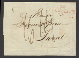 1807 Voorloper Met Inhoud, Vanuit Bruxelles (94 Bruxelles Rood Herlant 46), Naar Laval (Frankrijk), Port 16 Deciemen. (P - 1794-1814 (French Period)