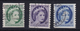 Canada: 1954/62   QE II - Coil Set  SG469-471   [Imperf X Perf: 9½]    Used - Gebraucht