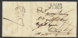 1817 Voorloper Met Inhoud, Vanuit Aalst (zwarte Naamstempel AALST FRANCO, Herlant 35), Naar Londen (Engeland), Port 7 St - 1815-1830 (Holländische Periode)