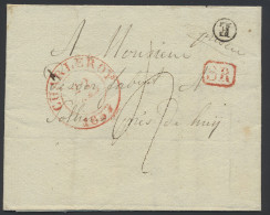 1837, Voorloper Met Inhoud, Vanuit Charleroi, Postbus E (Aiseau), Dd. 22 Mars 1837, Naar Solières (pres De Huy), Port 4  - 1830-1849 (Belgica Independiente)