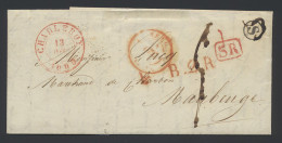 1839 Mooie Brief Met Postbusletter S In Cirkel, Rode SR-stempel, Dubbelcirkelstempel Charleroi 13 Dec 1839 Naar Maubeuge - 1830-1849 (Unabhängiges Belgien)