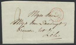 1843 Sint-Niklaas Dd 27/3/1843 Met Aankomststempel Rode DC Termonde, Datum Is 3 Maand Voor Oprichting Van Het Distributi - 1830-1849 (Belgique Indépendante)