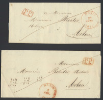 Voorlopers, 8 Stuks Van Termonde, Charleroi, Tournai (3x), Menin (2x) En Ypres, Alle Met PP In Rood Kastje, Zm - 1830-1849 (Independent Belgium)