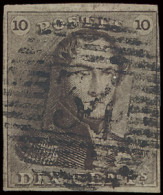 N° 1-V9 (Balasse) 10c. Bruin, P34-Dison, Positie 96, Mooi Gerand, Centraal Gestempeld, Zm (OBP €90 + COBA €60) - 1849 Hombreras