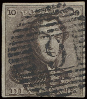 N° 1 10c. Bruin, Volrandig, P.9 Audenaerde, Centrale Afstempeling, Prachtig, Zm (COBA €20) - 1849 Hombreras