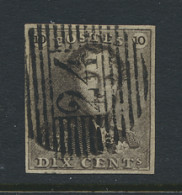 N° 1 10c. Bruin, Goed Gerand En Zeer Mooie, Centrale, Ogenvrije Afst. P.24-Bruxelles, Zm (OBP €90) - 1849 Schulterklappen