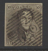 N° 1 10c. Bruin, P.26-Châtelet, Volrandig, Positie 169, Zm (OBP €90) - 1849 Epaulettes