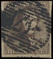 N° 1 10c. Bruin, P.47-Gembloux, Mooi Gerand, Centraal Gestempeld Maar Gedraaid, Zm (OBP €90 + COBA €25) - 1849 Schulterklappen