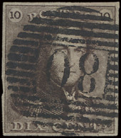 N° 1 10c. Bruin, Volrandig, P.80-Marchiènne-au-Pont, Mooie Afstempeling Kopstaand, Prachtig, Zm (COBA €25) - 1849 Schulterklappen