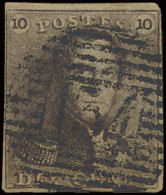 N° 1 10c. Bruin, Volrandig, P.134 Zele, Centrale Afstempeling, Zm (COBA €40) - 1849 Hombreras