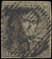 N° 1 10c. Bruin, D.38-Nandrin, Zware Stempel, Mooi Gerand, Centraal Gestempeld, Zm/m (OBP €90 + COBA €40) - 1849 Schulterklappen