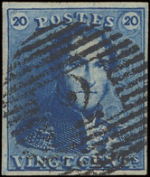 N° 2A 20c. Blauw, Volrandig, P.2 Alost, Centrale Afstempeling, Prachtig, Zm (COBA €15) - 1849 Schulterklappen