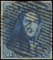 N° 2A 20c. Blauw Met P.4-Anvers, Zeer Mooie Egale Randen, Zm (OBP €60) - 1849 Epauletten