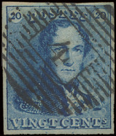 N° 2A 20c. Blauw Met P.4-Anvers, Prachtig Gerand, Positie 93, Zm (OBP ++€60) - 1849 Hombreras