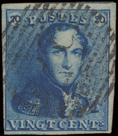 N° 2A 20c. Blauw, Volrandig, P.57 Hasselt, Mooie Leesbare Stempel, Positie 143, Prachtig, Zm (COBA €50) - 1849 Epaulettes