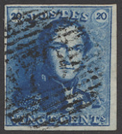 N° 2A 20c. Blauw, Volrandig, P.64 Jemeppe (COBA €20) - 1849 Schulterklappen