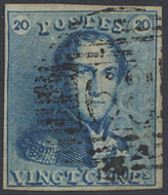 N° 2A 20c. Blauw, Volrandig, P.68 Le Fayt, Lichte Stempel, Vele Griffen In Het Zegelbeeld, Zm (COBA €30) - 1849 Schulterklappen