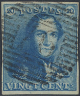 N° 2A 20c. Blauw, Volrandig, P.76 Louvain, Type Breed, Lichte Maar Mooie Afstempeling, Zm (COBA €5) - 1849 Epauletten