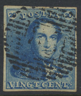 N° 2A 20c. Blauw, Volrandig, P.85 Namur, Lichte Centrale Stempel, Zm (COBA €5) - 1849 Epauletten