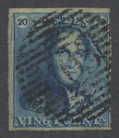 N° 2A 20c. Blauw, Volrandig, P.105 St Nicolas, Lichte Stempel, Meerdere Griffen In De Marges, Zm (COBA €10) - 1849 Epaulettes