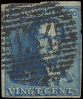 N° 2A 20c. Blauw, Volrandig, P.134 Zele, Zeer Mooi Centraal Gestempeld, Prachtig (COBA €60) - 1849 Epaulettes