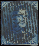 N° 2A 20c. Blauw, Volrandig Met Kleine Marges, P.135-Zelzaete, Mooie Stempel, M (COBA €100) - 1849 Epaulettes