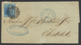 1849 N° 2 20c. Blauw, Volrandig, P.24, Dd. 7/8/1849 Naar Châtelet, Zm (OBP €150) - 1849 Hombreras