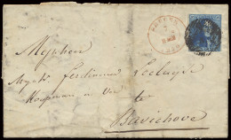 1850 N° 2 20c. Blauw Met P.23-Bruges, Volrandig, LAC, Dd. 7/3/1850 Naar Bavikhove, Zm (OBP €150) - 1849 Hombreras