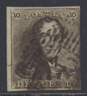 N° 1 10c. Bruin, Volrandig, Positie 31, Prachtige Griffen, Zm - 1849 Epauletten