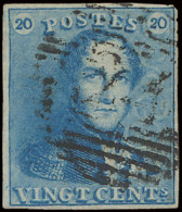 N° 2A 20c. Blauw, Volrandig, Positie 33, Zm - 1849 Epaulettes
