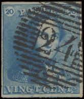 N° 2A 20c. Blauw, Volrandig, Positie 150, Zm - 1849 Schulterklappen