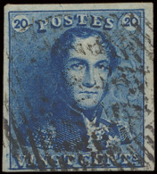 N° 2A 20c. Blauw, Volrandig, Brede Randen, Ideaal Plaatmateriaal, Zm (OBP €60) - 1849 Epaulettes