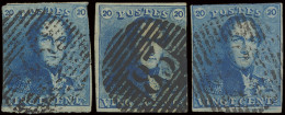 N° 2 20c. Blauw, 26 Exemplaren, Enkele Volrandig, Vele Kleurentinten, Leuk Materiaal Voor Plating, Voor De Specialist, Z - 1849 Schulterklappen