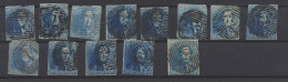 N° 2/2A 20c. Blauw, 13 Exemplaren, Tweede Keuze, Meerdere En Prachtige Kleurtinten, Enkele Leuke Afstempelingen, M/ntz - 1849 Epauletten