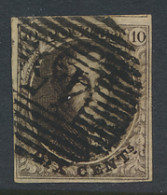 N° 3 10c. Bruin, Afstempeling P.45-Gent, Volrandig Met Bovengebuur, Zm (OBP €115) - 1849-1850 Medallones (3/5)