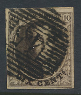N° 3 10c. Bruin, Afstempeling P.45-Gent, Volrandig Met Bovengebuur, Zm (OBP €115) - 1849-1850 Medaillen (3/5)