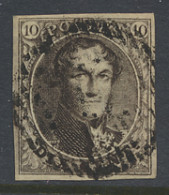 N° 3 10c. Bruin, Volrandig, Ogenvrije Centrale Onleesbare Stempel, Zm (OBP €115) - 1849-1850 Medaillons (3/5)