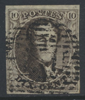 N° 3 10c. Bruin, Volrandig, Centrale Onleesbare Stempel, Zm (OBP €115) - 1849-1850 Medaillons (3/5)